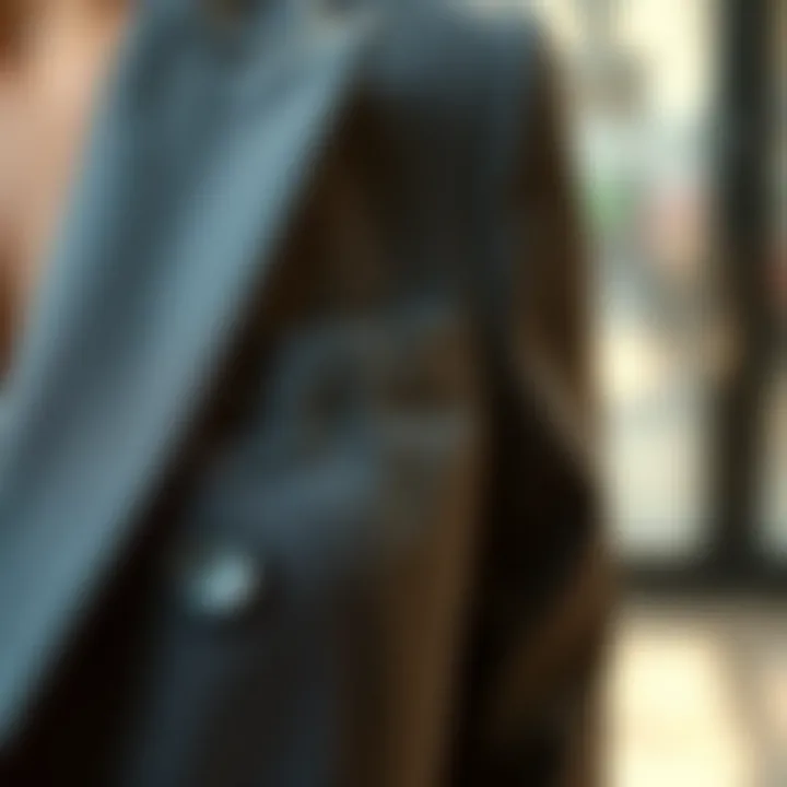 Textural Elegance of Unlined Blazer Close-up of unlined blazer fabric details showcasing texture