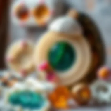 An artist showcasing a variety of crafted items made with circle epoxy molds.