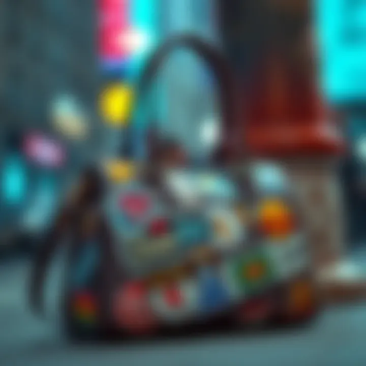 Stylish Handbag Adorned with Stickers Dailylike stickers adorning a stylish handbag