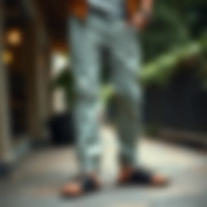 Casual outfit paired with double buckle sandals