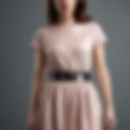 Stylish elastic waist belt paired with a chic dress