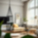 Aesthetic Hanging Mesh Organizer in Living Room Stylish hanging mesh organizer in a modern living room