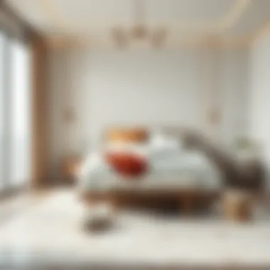 Stylish Bedroom Adorned with Marble Pattern Area Rug Stylish bedroom adorned with a marble pattern area rug