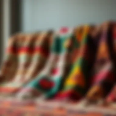 Cultural Significance: Diverse Expressions through Textile Art Group of picture blankets representing diverse cultural motifs