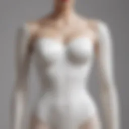 Elegant design of a white strapless bodysuit displayed on a mannequin