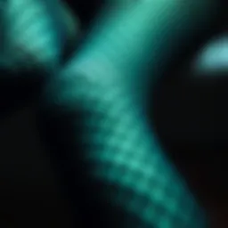 A close-up view of intricate green fishnet patterns showcasing their unique design.