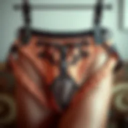 A stylish pair of suspender thongs showcasing intricate design elements.