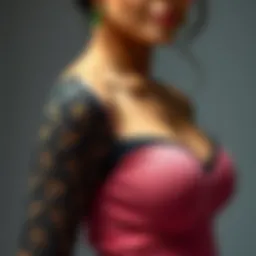 Elegant upper body shaper displaying intricate sleeve design