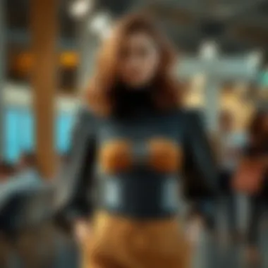 Stylish outfit showcasing upper body shaper in a fashionable setting