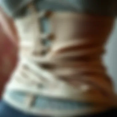 Close-up of waist trimmer fabric and design details