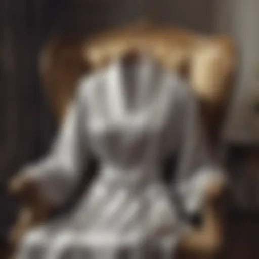 Elegant wedding party robe set displayed on a vintage chair