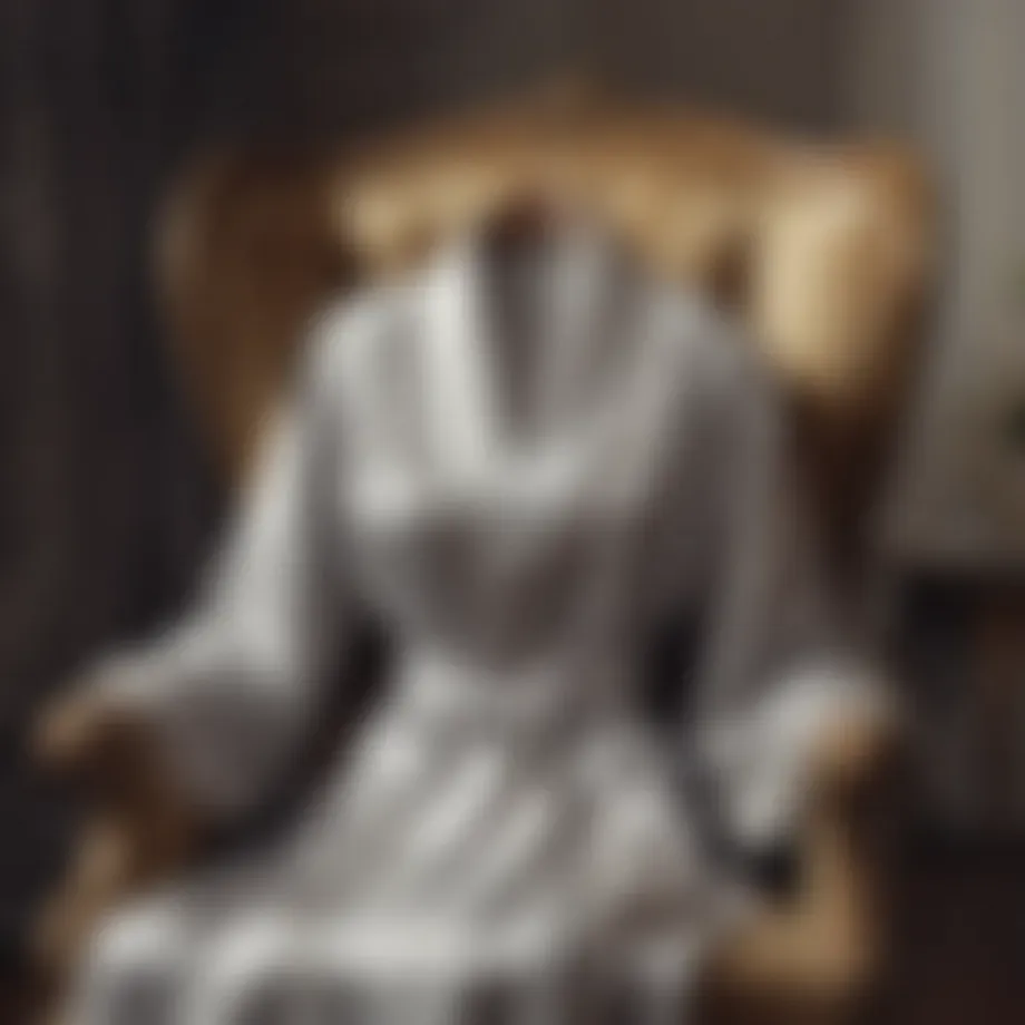 Elegant wedding party robe set displayed on a vintage chair