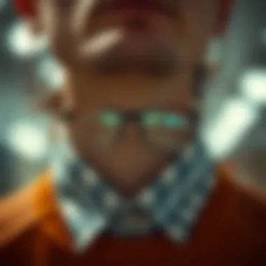 Person wearing an eyeglass holder around the neck