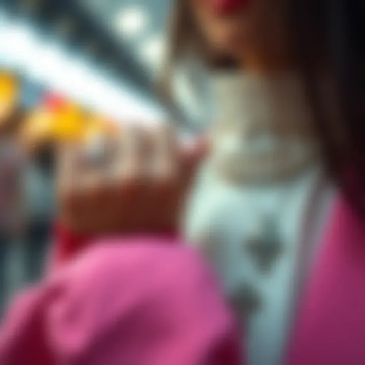 Fashion ensemble featuring silver cross nail charms as statement accessories.