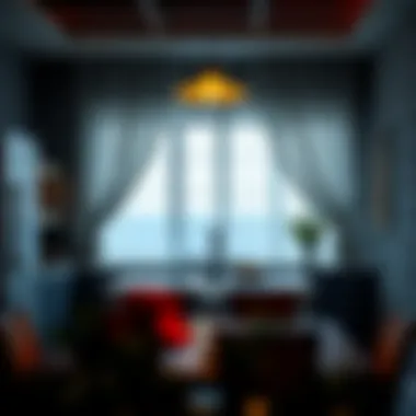 Modern Ambiance Creation Modern kitchen with geometric curtains creating ambiance