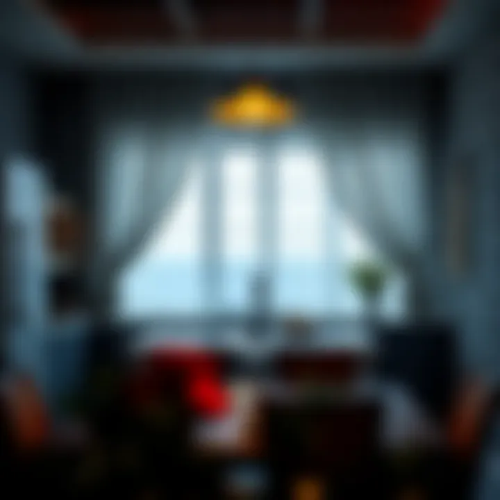 Modern Ambiance Creation Modern kitchen with geometric curtains creating ambiance