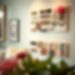 Elegant wall-mounted hair accessory organizer showcasing various clips and bands.