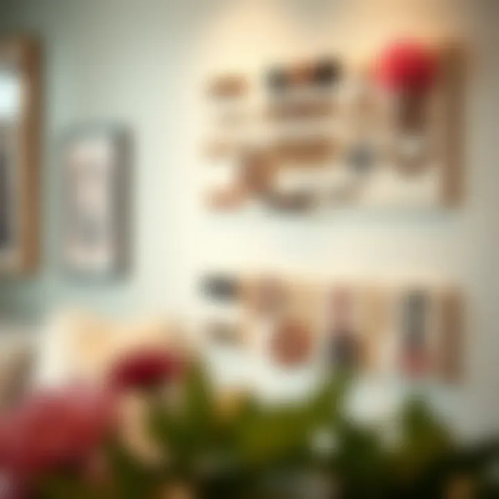 Elegant wall-mounted hair accessory organizer showcasing various clips and bands.