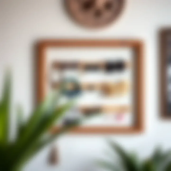 Creative repurposed wood frame used as a stylish hair accessory holder.