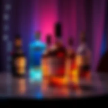 Mood lighting showcasing Hennessy colors and bottles