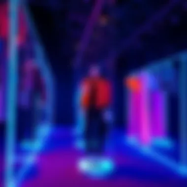 Artistic display of garments under blacklight