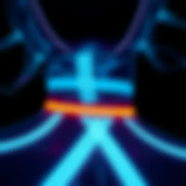 Close-up of blacklight-responsive tape on a garment