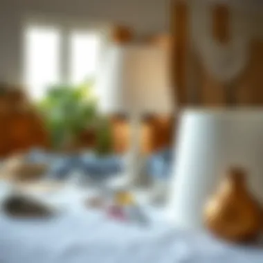 DIY Project Inspiration DIY lampshade slipcover project in progress with materials laid out