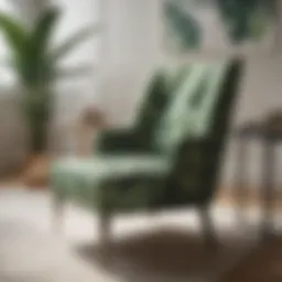 Elegant leaf print chair in modern living room