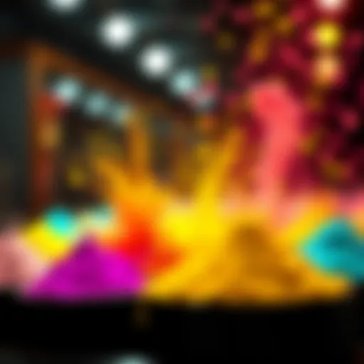 Dazzling Array of Luminous Pigments A vibrant display of luminous pigment powders in various colors