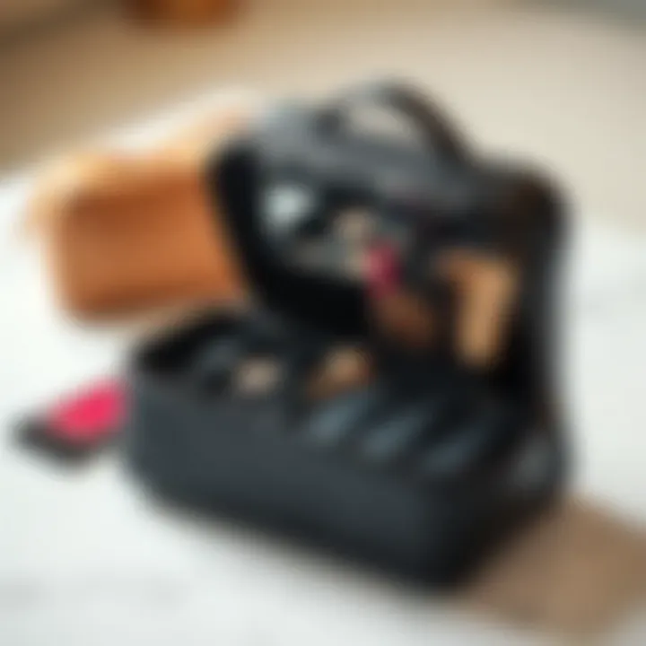 Stylish Makeup Bag with Compartments A stylish makeup bag showcasing various compartments for organization