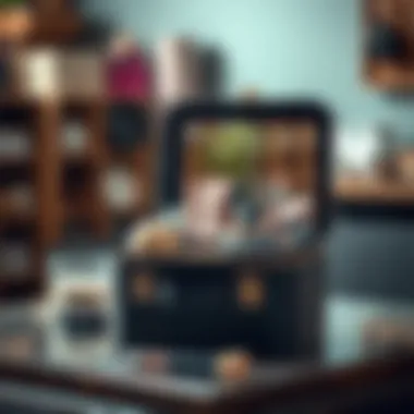 A stylish travel makeup case designed for on-the-go beauty enthusiasts.