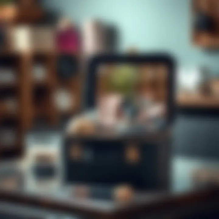 A stylish travel makeup case designed for on-the-go beauty enthusiasts.