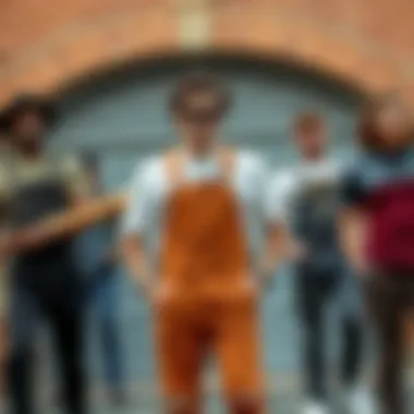 A group of fashion-forward individuals showcasing diverse ways to wear overalls