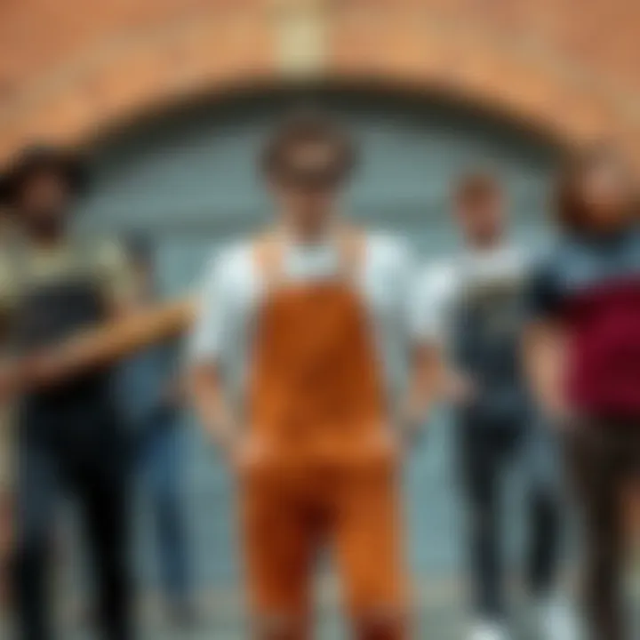 A group of fashion-forward individuals showcasing diverse ways to wear overalls