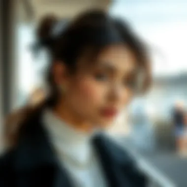 Fashionable model showcasing metal hair ties