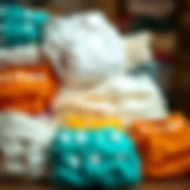 A selection of various cloth diaper types displayed neatly.