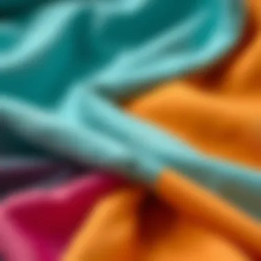 Close-up of different fabric swatches for teen long dresses