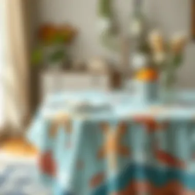 Care and Maintenance Tips Care and maintenance tips for ocean-themed table cloths displayed artistically
