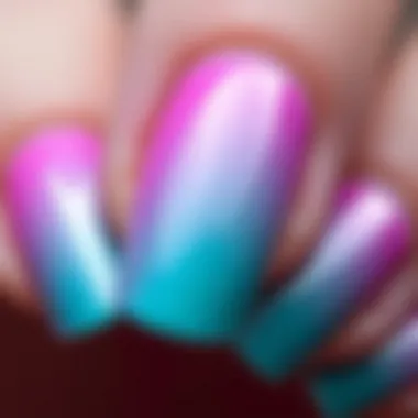 Color Fusion A close-up of a unique ombre design showing color transition