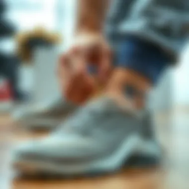 Inserting a Shoe Insole for Improved Comfort Close-up of a person inserting an insole into a shoe