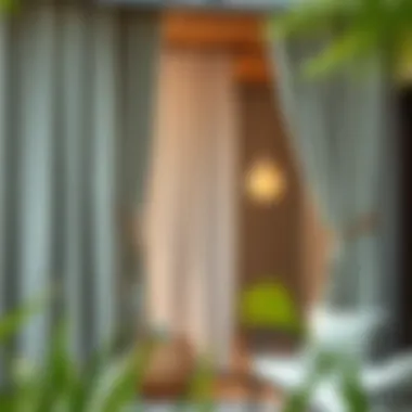 Modern Outdoor Curtains Styled with Accessories Modern outdoor curtains tied back with stylish accessories