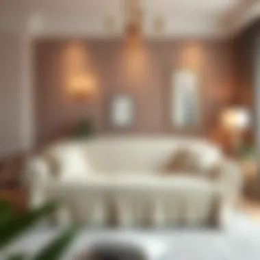 Luxurious plush sofa cover in a cozy living room setting