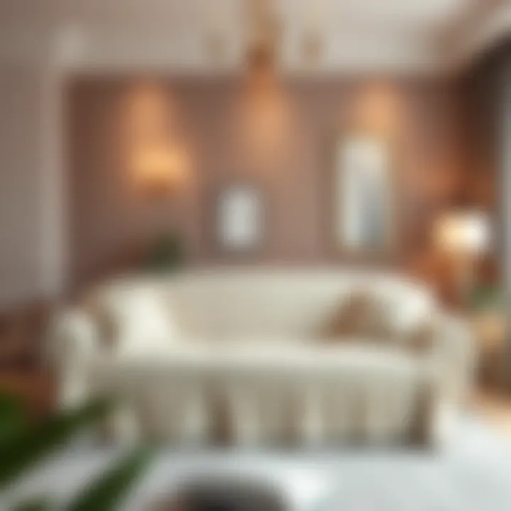 Luxurious plush sofa cover in a cozy living room setting