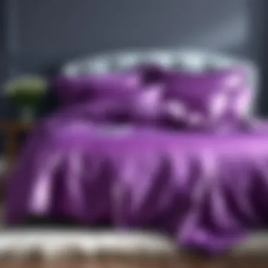 Luxurious Purple Satin Comforter Set Luxurious purple satin comforter set on a plush bed