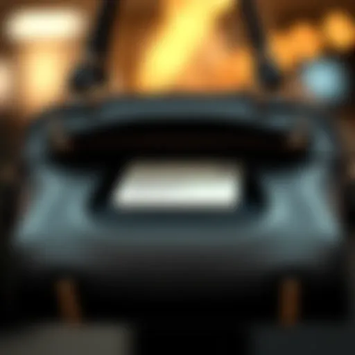 Elegant purse showcasing business card compartment