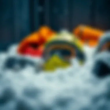 Essential Safety Gear for Indoor Snowball Fun Safety gear for indoor snowball fights neatly arranged