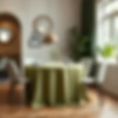 Elegant sage green table cover set in a sophisticated dining room