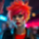 Dynamic Color Short Spiky Wig Vibrant short spiky wig showcasing dynamic colors