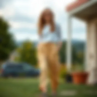 A serene outdoor setting showcasing capris in a casual look