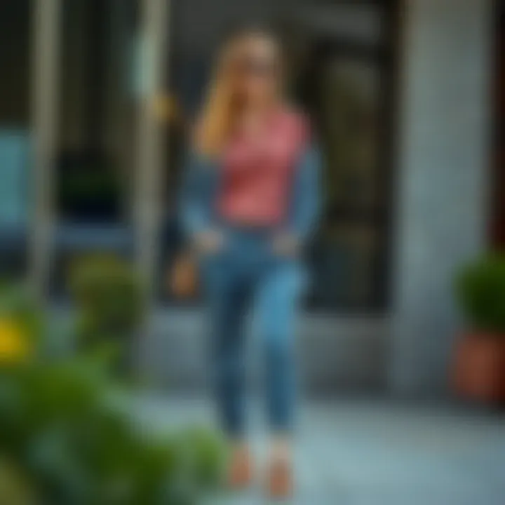 A fashionable outfit featuring capris styled with accessories